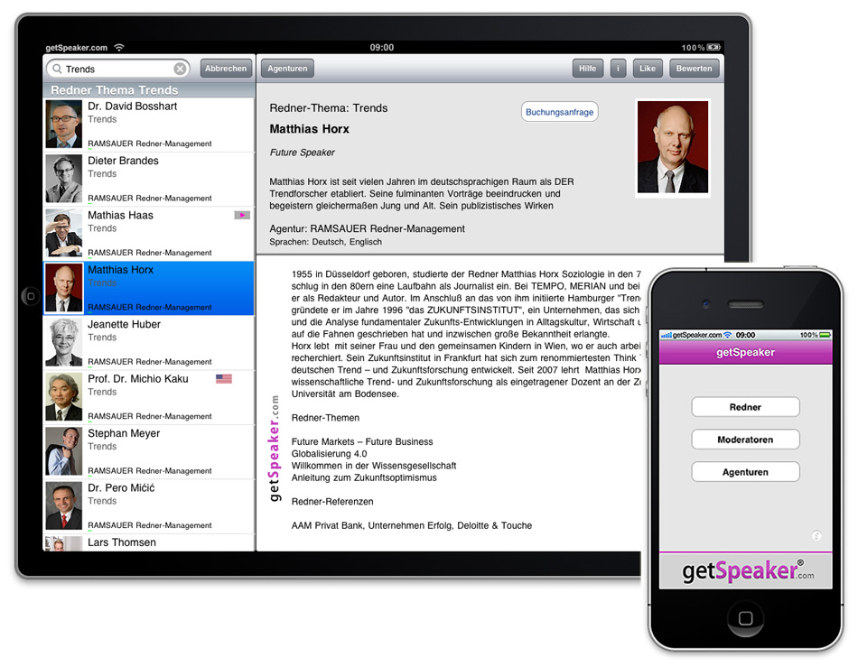 Referenten Erfolg iPhone- u. iPad-App getSpeaker