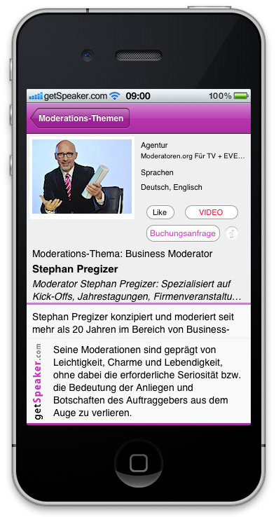 Business-Moderator Stephan Pregizer iPhone-App