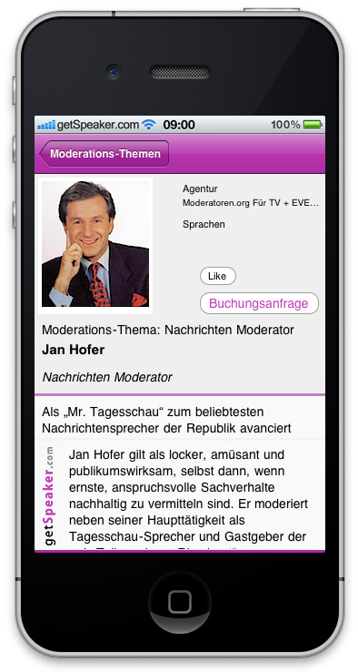 Nachrichten Moderator Jan Hofer iPhone-App
