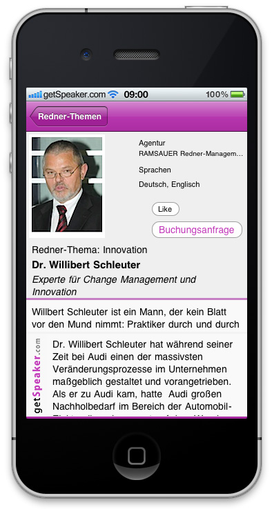 Referenten Innovation Dr. Willibert Schleuter iPhone-App