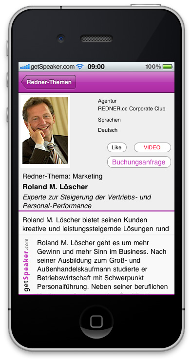 Referenten Marketing Roland M. Loescher iPhone-App
