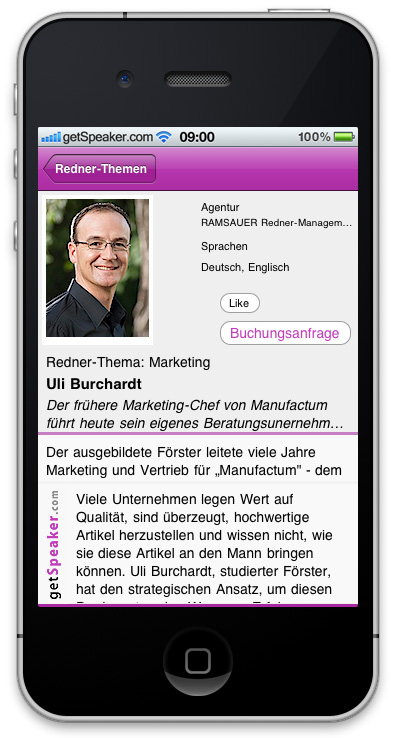 Referenten Marketing Uli Burchardt iPhone-App