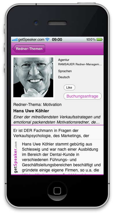 Referenten Motivation Hans Uwe Koehler iPhone-App