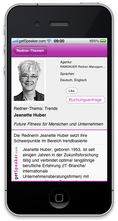 Referenten Trends Jeanette Huber iPhone-App