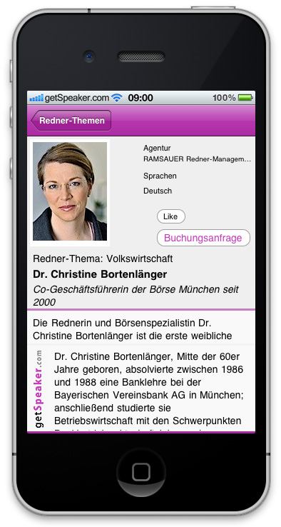 Referenten Volkswirtschaft Dr. Christine Bortenlaenger iPhone-App