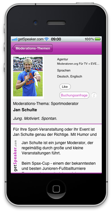 Sportmoderator Jan Schulte iPhone-App
