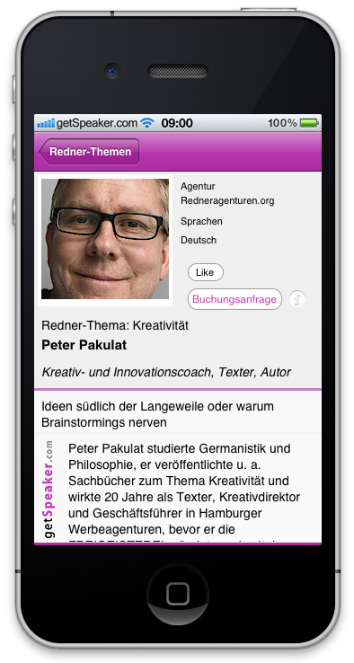 Referent Kreativität Peter Pakulat iPhone-App