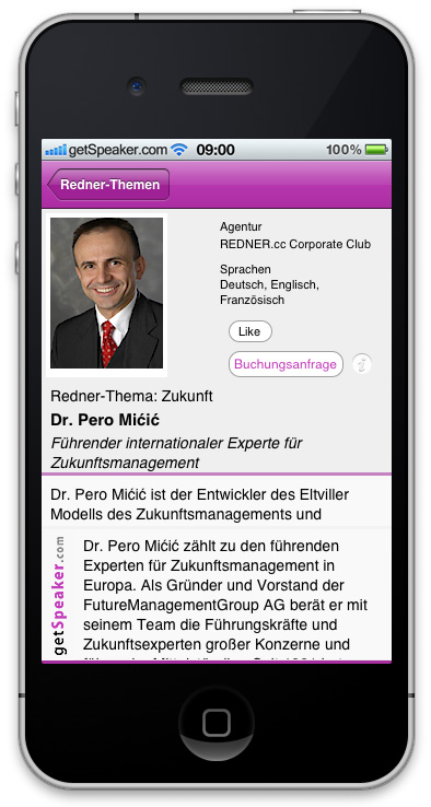 Referent Zukunft Dr. Pero Mićić iPhone-App