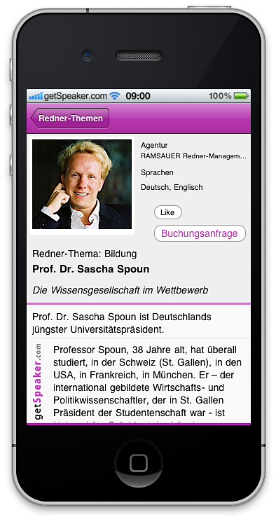 Referenten Bildung Prof. Dr. Sascha Spoun iPhone-App