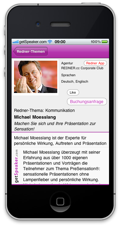Referenten Kommunikation Michael Moesslang iPhone-App