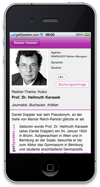 Referenten Kultur Dr. Hellmuth Karasek iPhone-App