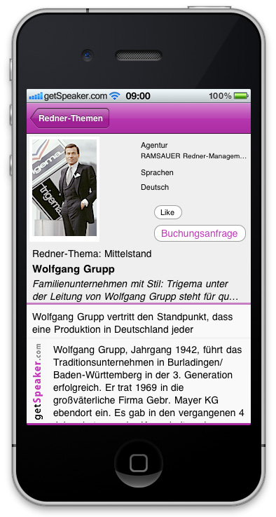 Referenten Mittelstand Wolfgang Grupp iPhone-App