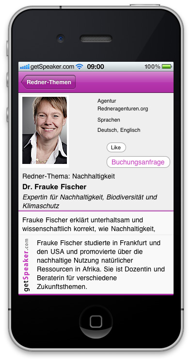 Referenten Nachhaltigkeit Dr. Frauke Fischer iPhone-App