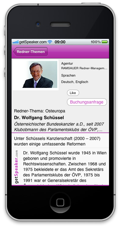 Referenten Osteuropa Dr. Wolfgang Schuessel iPhone-App