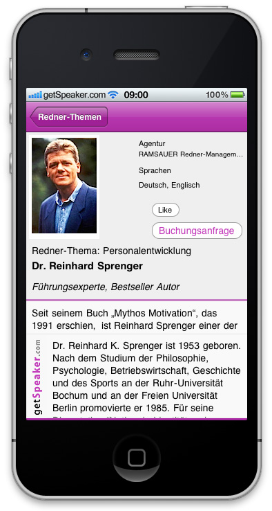 Referenten Personalentwicklung Dr. Reinhard Sprenger iPhone-App