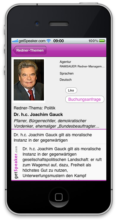 Referenten Politik Dr. h. c. Joachim Gauck iPhone-App