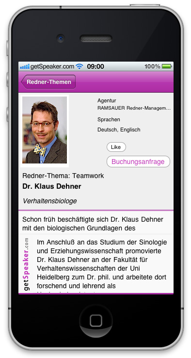 Referenten Teamwork Dr. Klaus Dehner iPhone-App