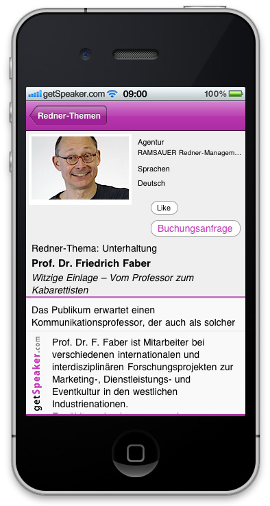Referenten Unterhaltung Prof. Dr. Friedrich Faber iPhone-App