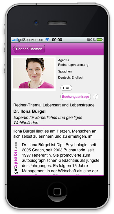 Referentin Lebensart und Lebensfreude Dr. Ilona Bürgel iPhone-App