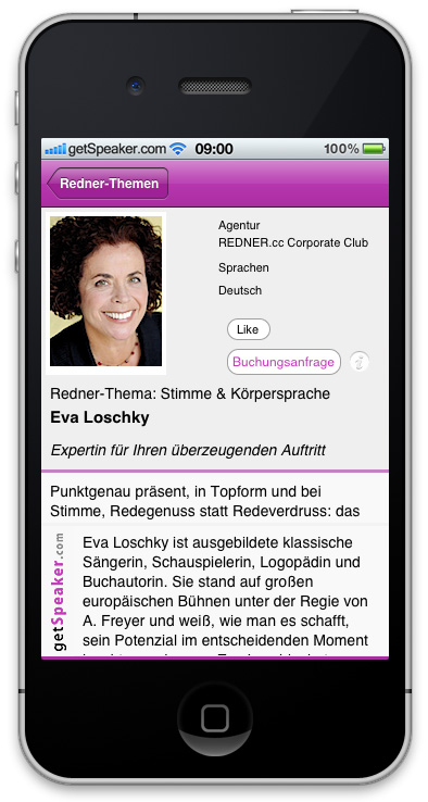 Referentin Stimme und Körpersprache Eva Loschky iPhone-App